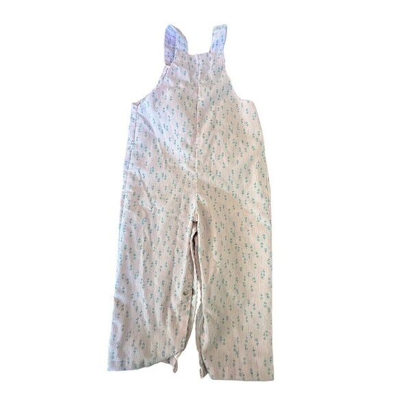 Vintage Girls Buster Brown Romper Overalls Pink/White Floral Outfit 18 Months - Picture 6 of 6